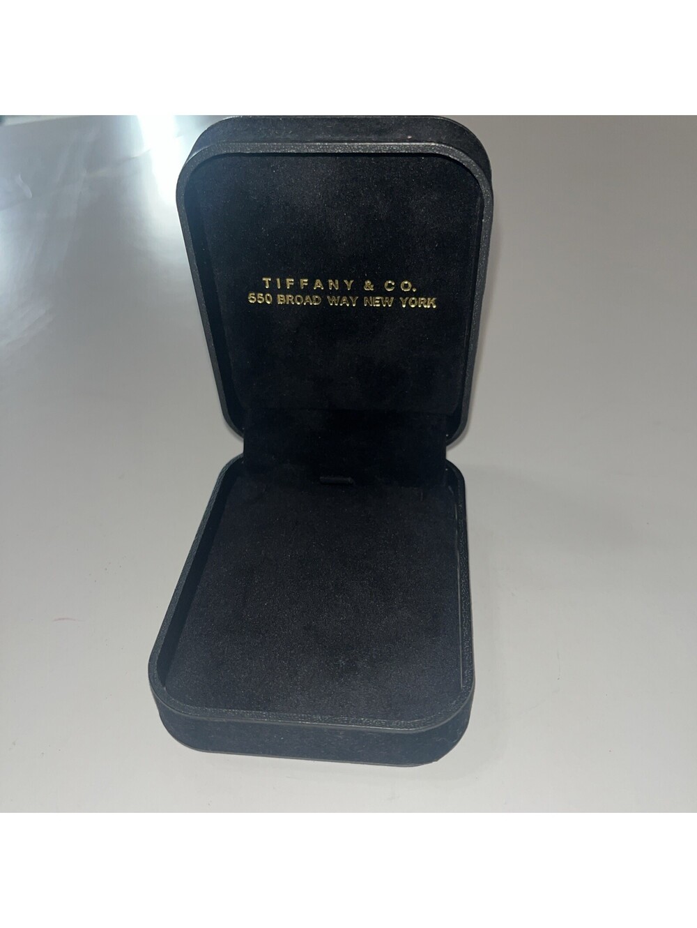 Vintage Tiffany & Co Black Velvet Necklace Jewelry Box 550 Broadway New York